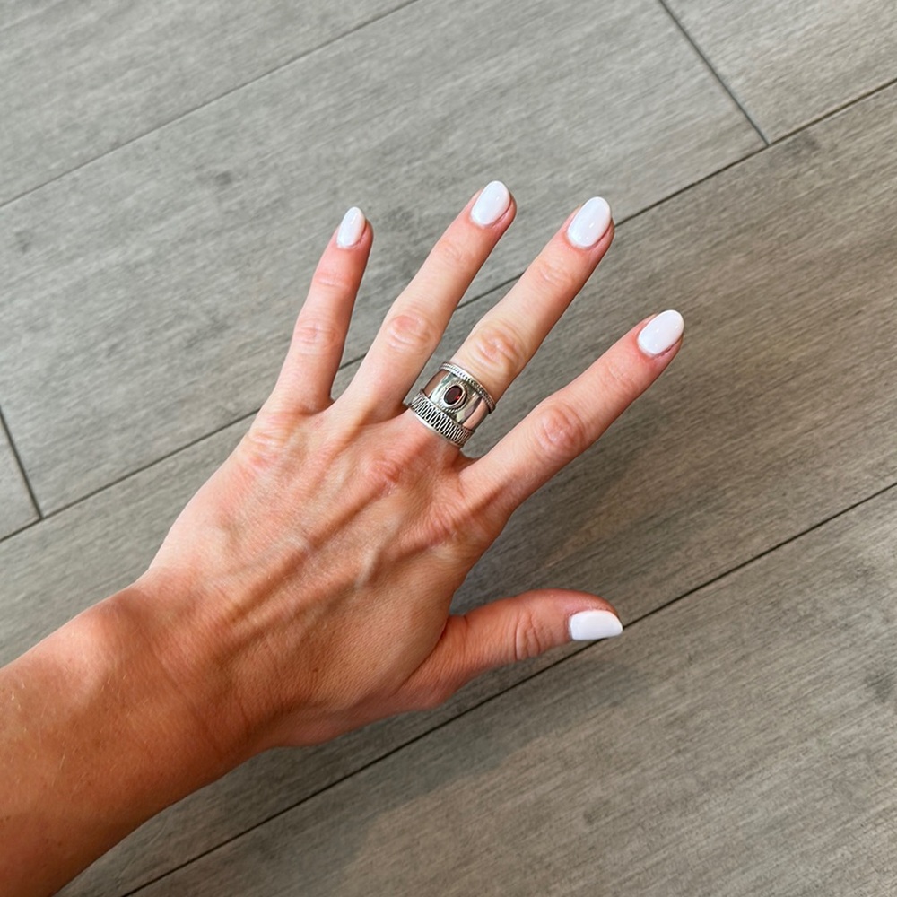 Sterling Silver Ring With Ruby In Center - image 1